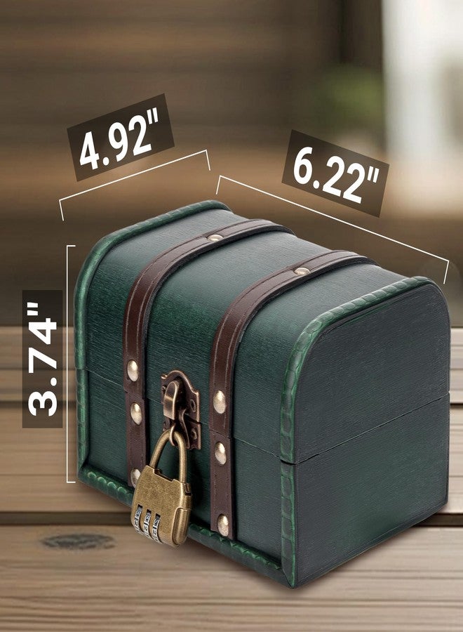 Umbrotiger European Vintage Wooden Jewelry Box with Lock - 6x5x4 Inch Antique Decorative Storage Box for Desk, Craft Table & Home Décor (Emerald Green) - Image 2
